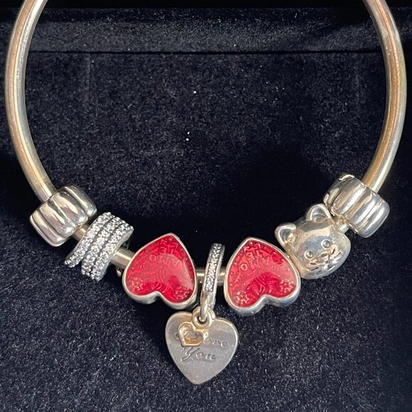 Pandora Moments Charm Bracelet ❤️ Red Heart Love Theme, Silver & Gold Mix - Picture 5 of 7